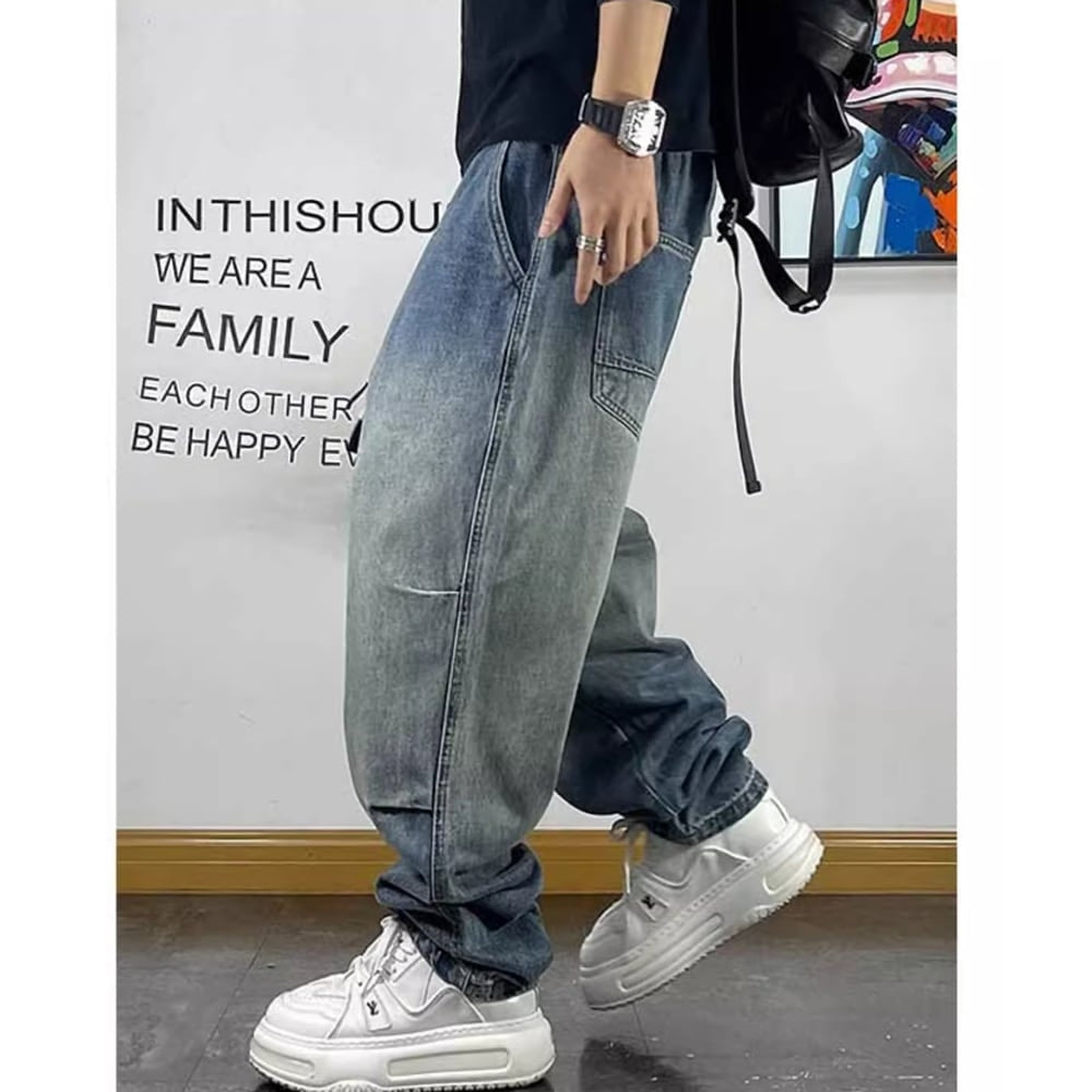 Loose washed denim pants HL2261