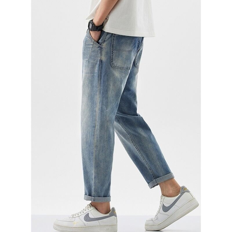 Cropped straight denim pants HL2211