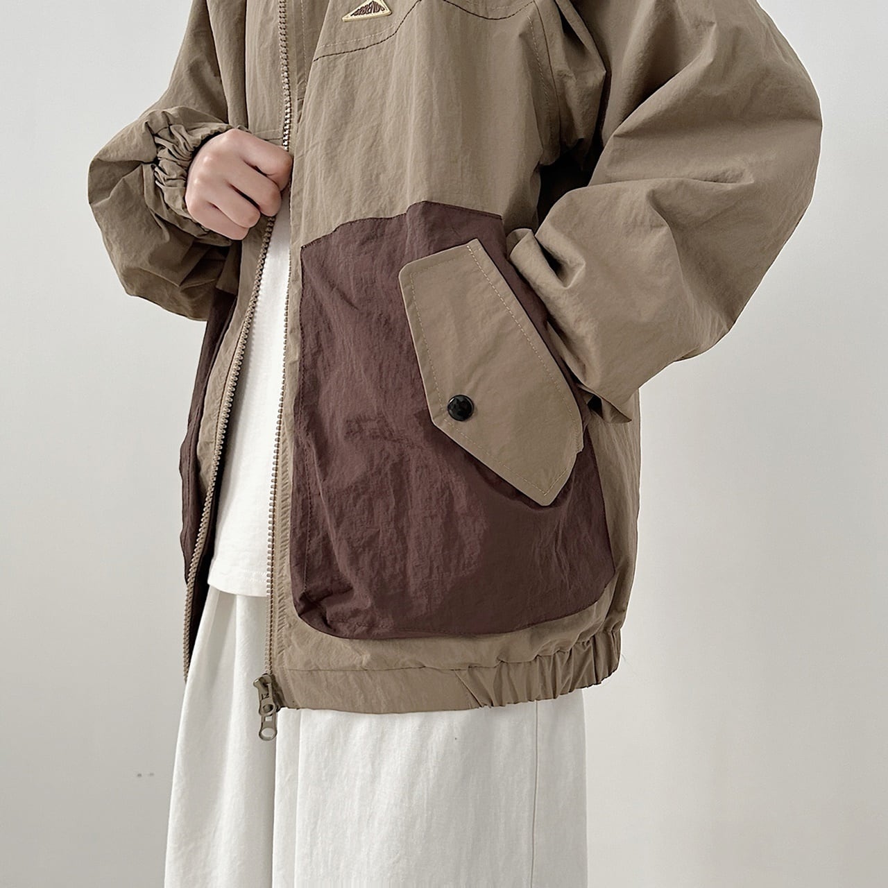 Stand collar zip up blouson HL1614