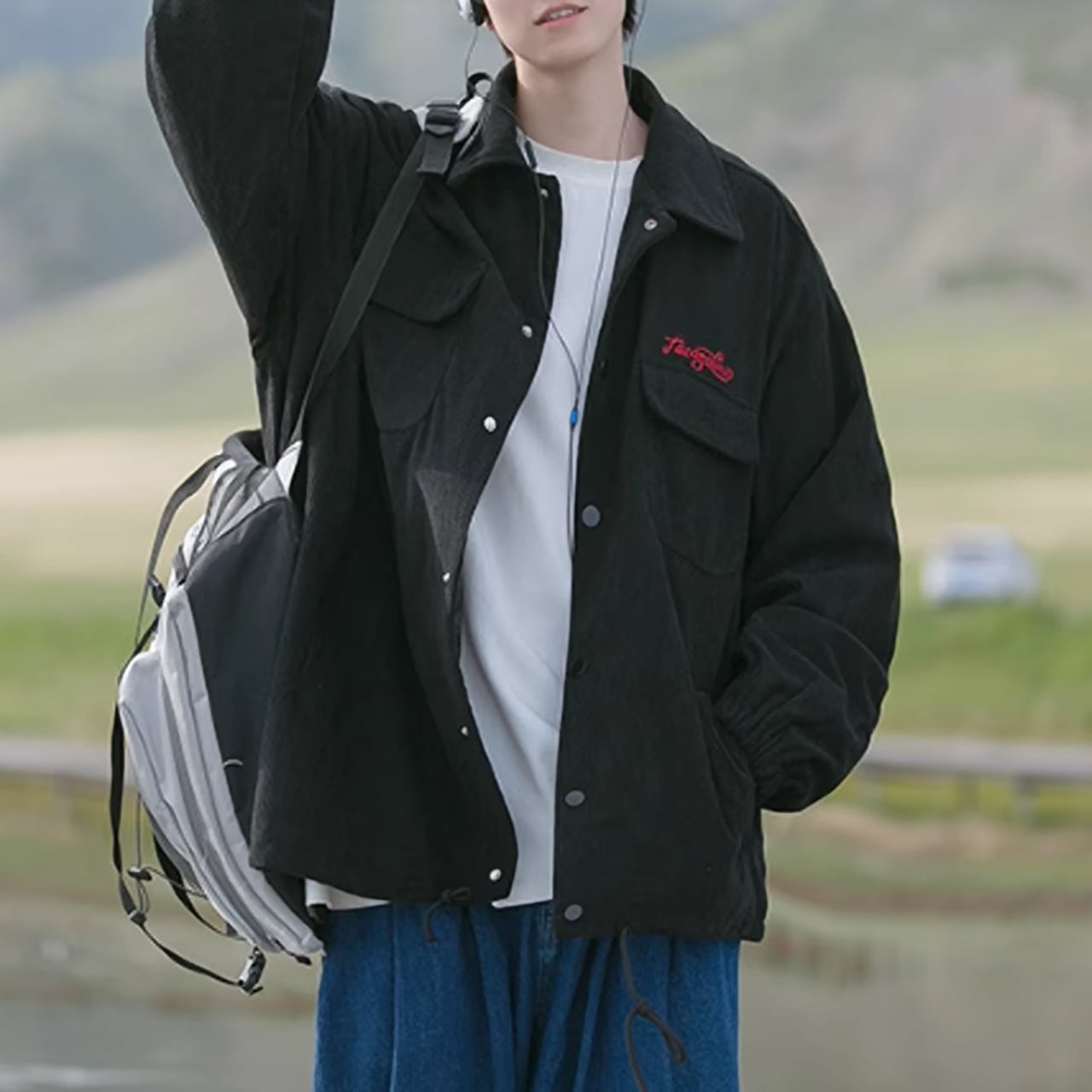 Corduroy loose jacket HL1848