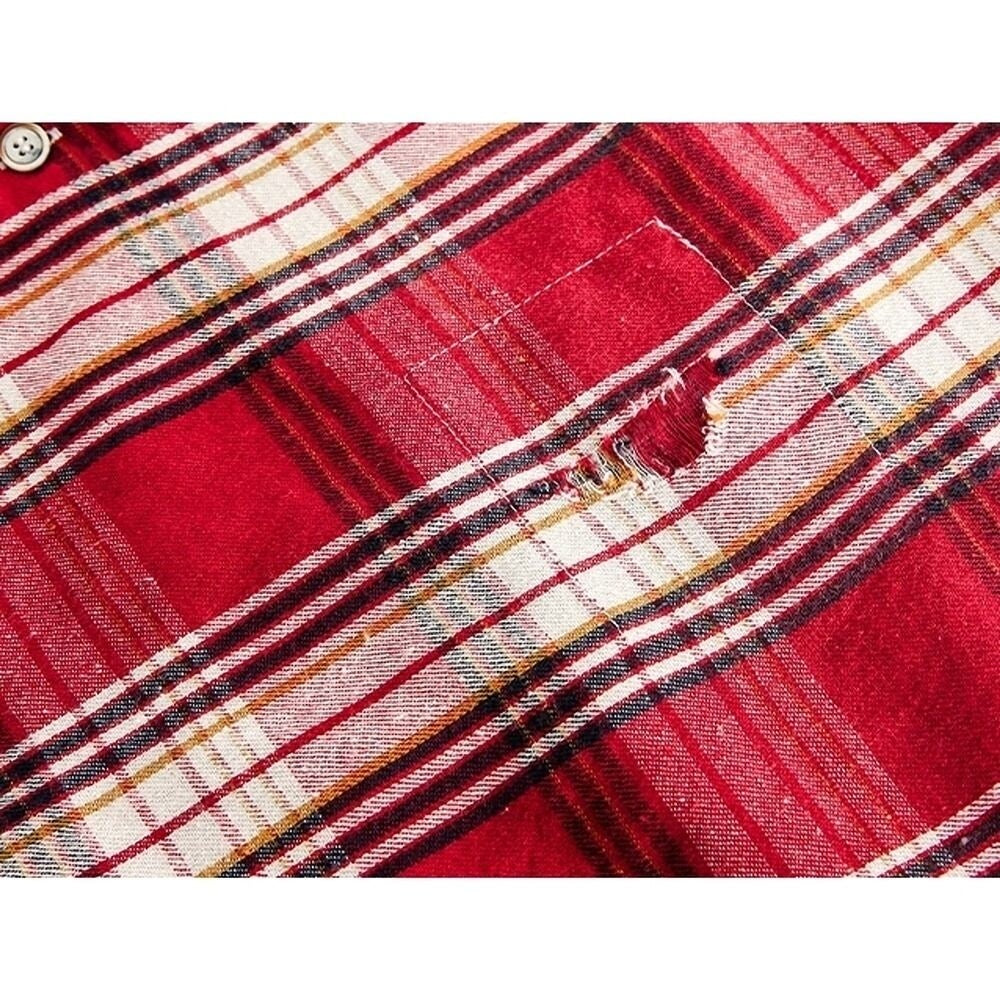 Damaged design check shirt HL2431