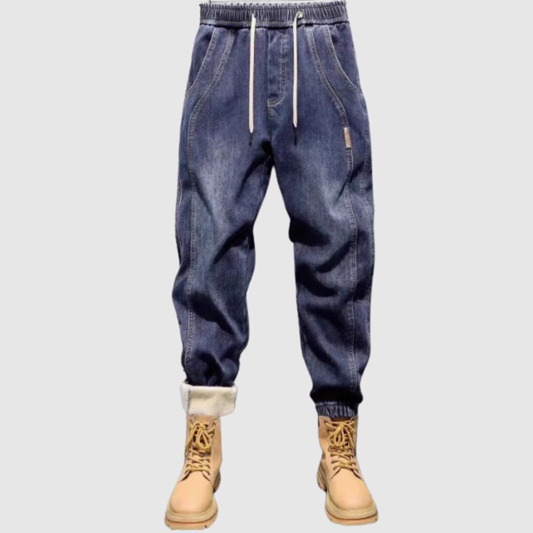 Brushed lining jogger denim pants HL2305