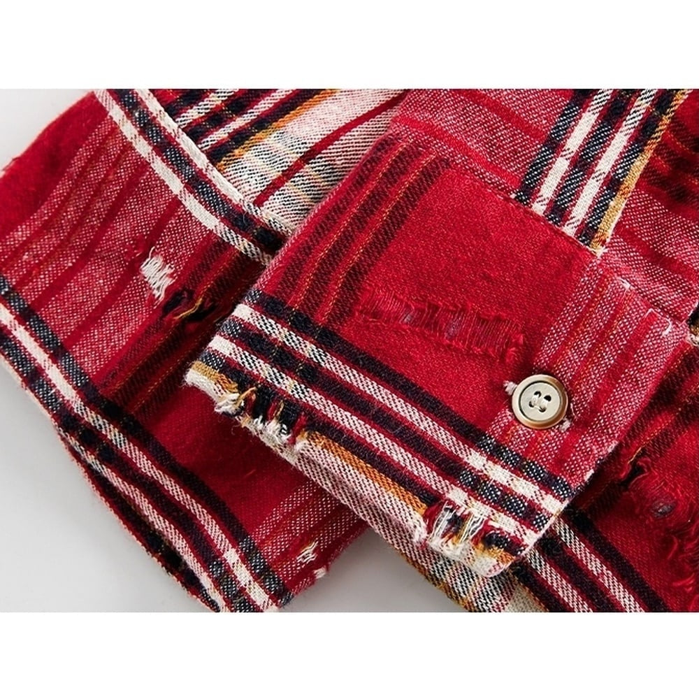 Damaged design check shirt HL2431