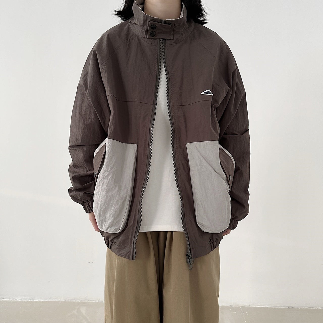 Stand collar zip up blouson HL1614