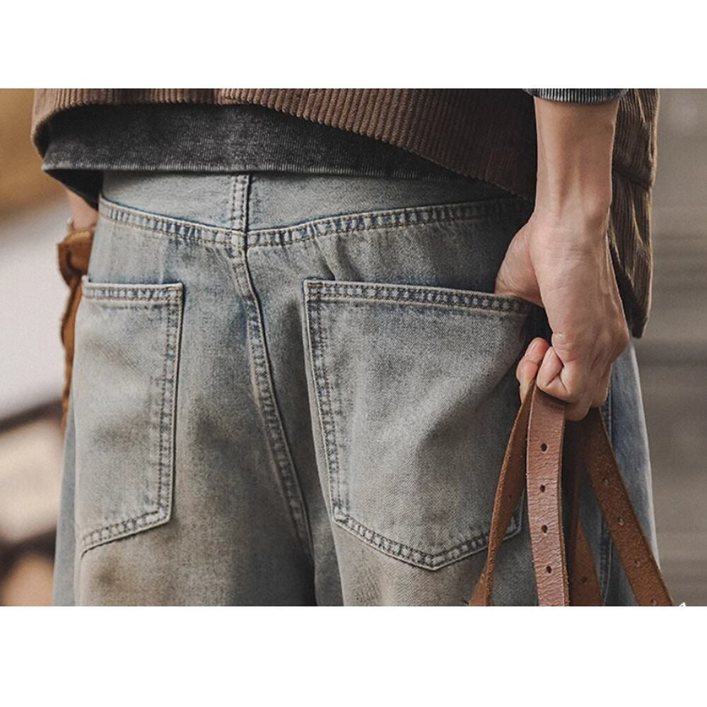 Loose straight retro denim jeans HL2390