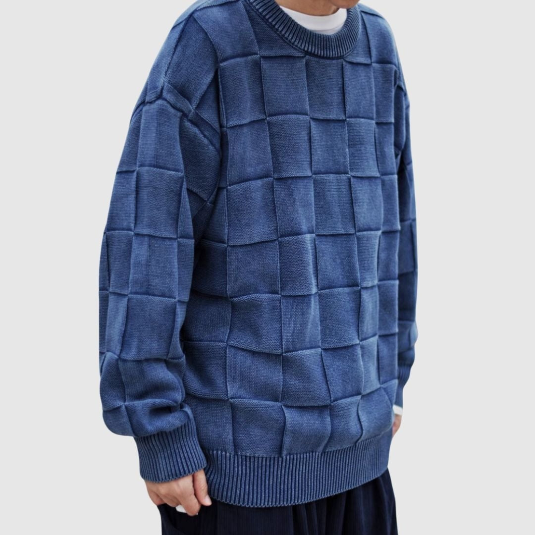 Block check knit tops HL2208