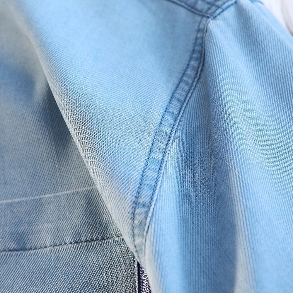 Big size 3/4 sleeve denim shirt HL2300