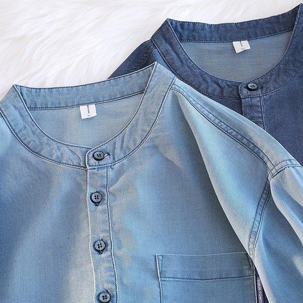 Big size 3/4 sleeve denim shirt HL2300