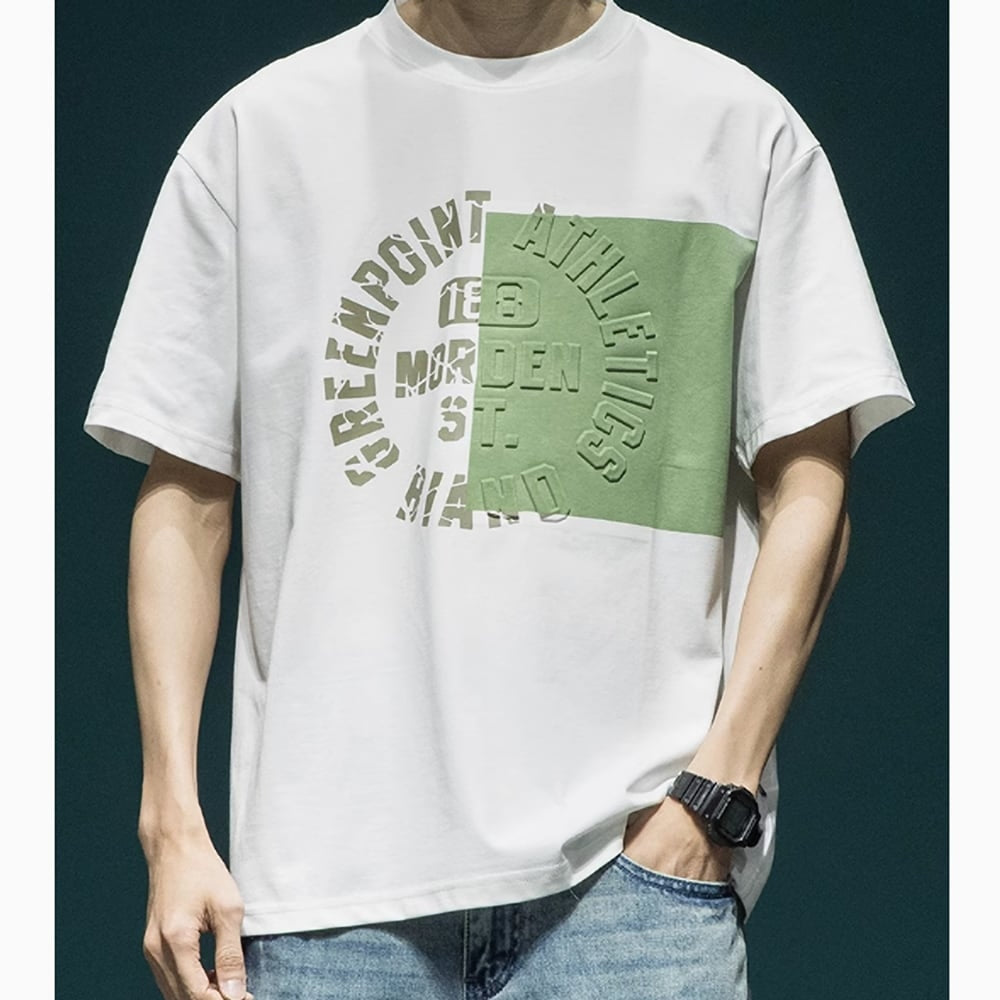 Contrast color embossed T-shirt HL2455