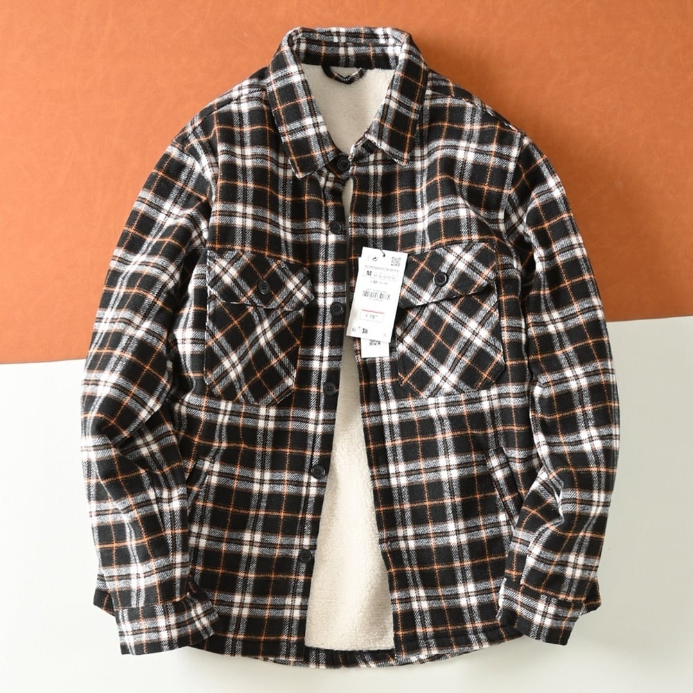 Fleece lining check shirt HL2318