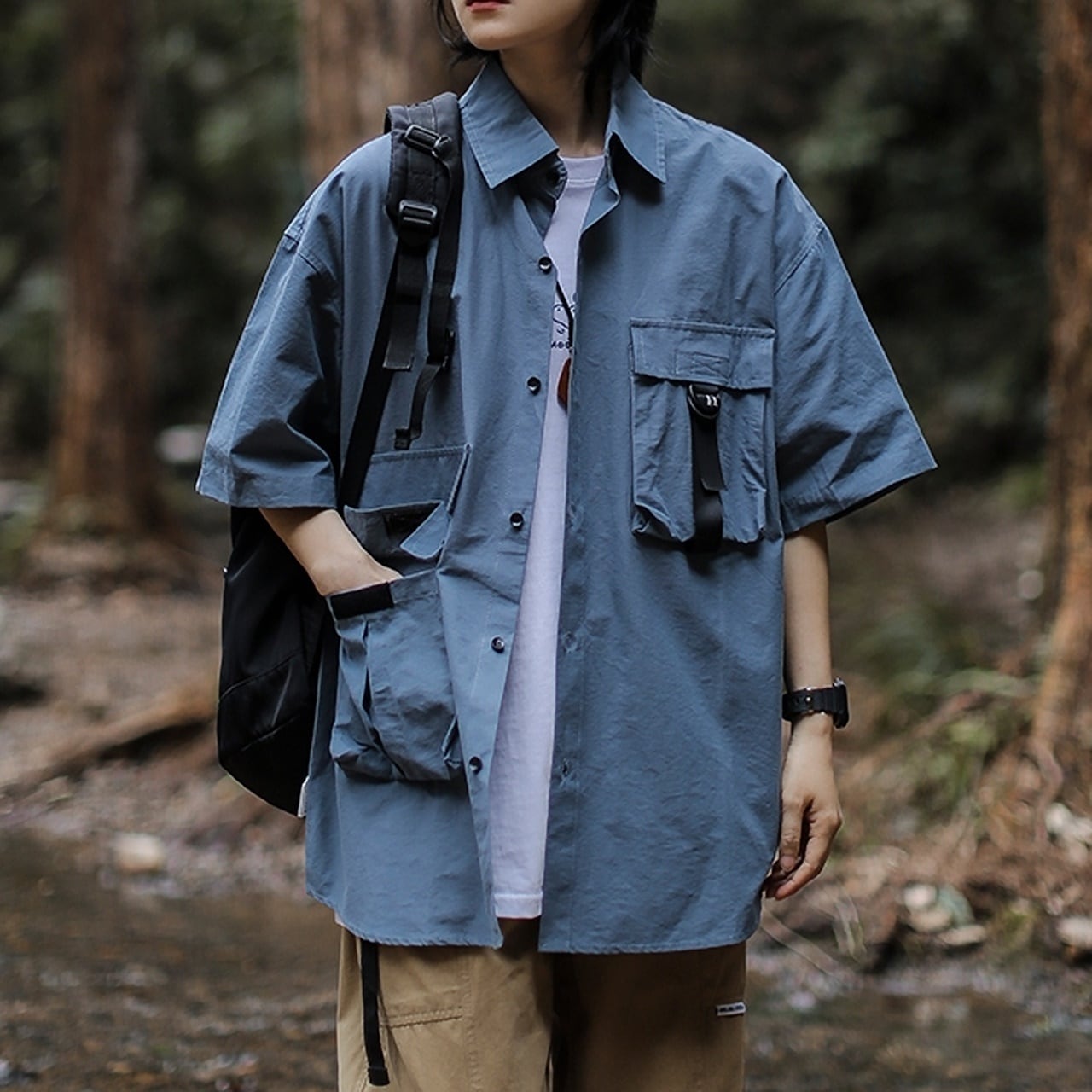 Multi-Pocket Short-Sleeve Shirt HL1608
