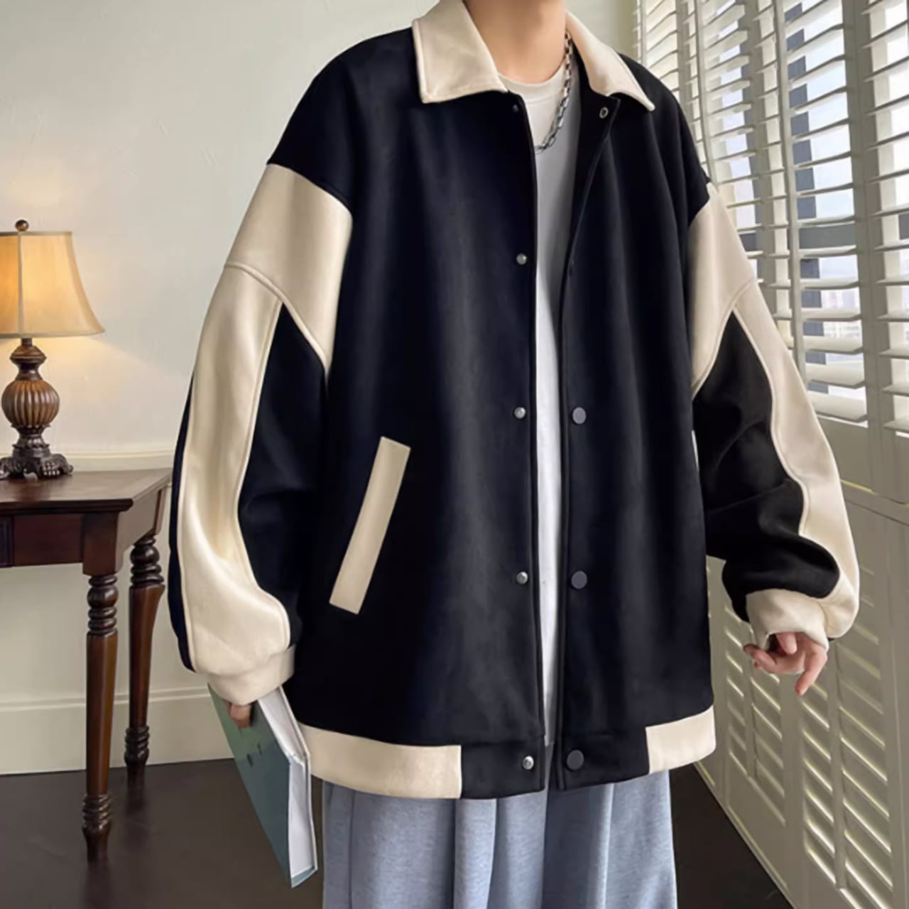 Bicolor suede jacket HL1849
