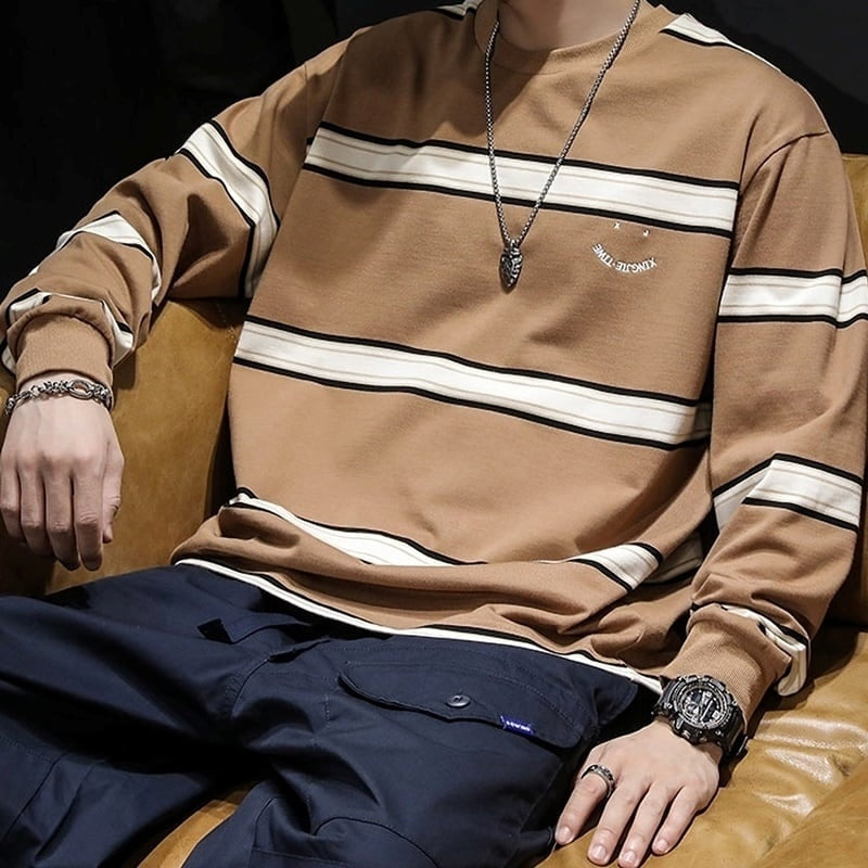 Big size round neck border T-shirt HL2222