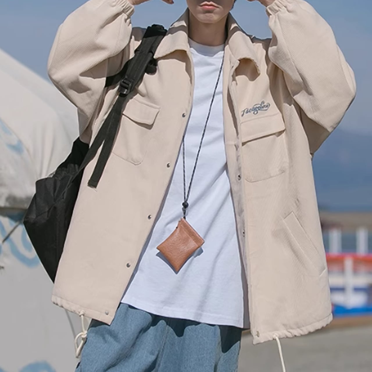 Corduroy loose jacket HL1848