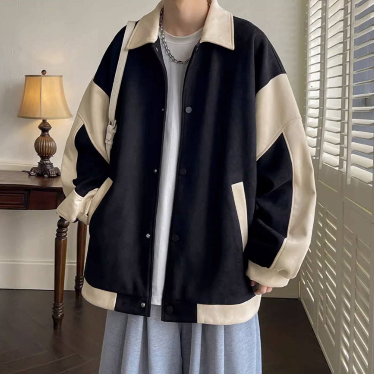 Bicolor suede jacket HL1849