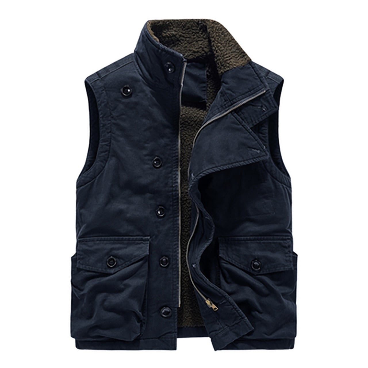 Stand Collar Fleece-Lined Vest HL1594