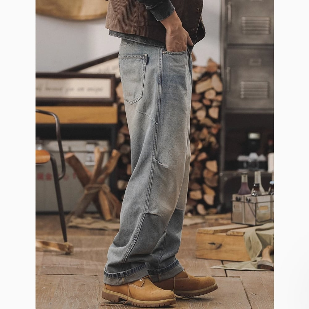 Loose straight retro denim jeans HL2390