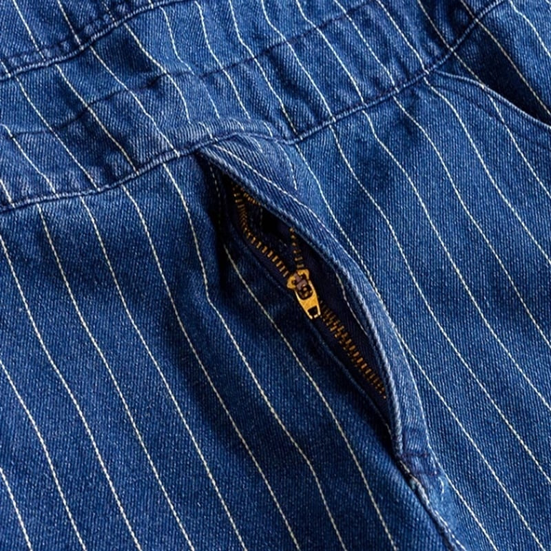 Striped denim overalls HL2043