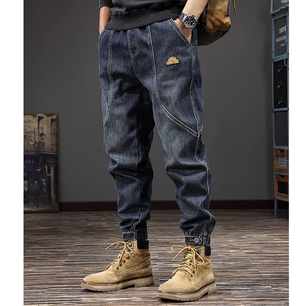 Brushed lining jogger denim pants HL2306
