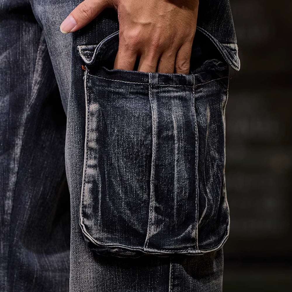 Multi-pocket straight denim jeans HL2443