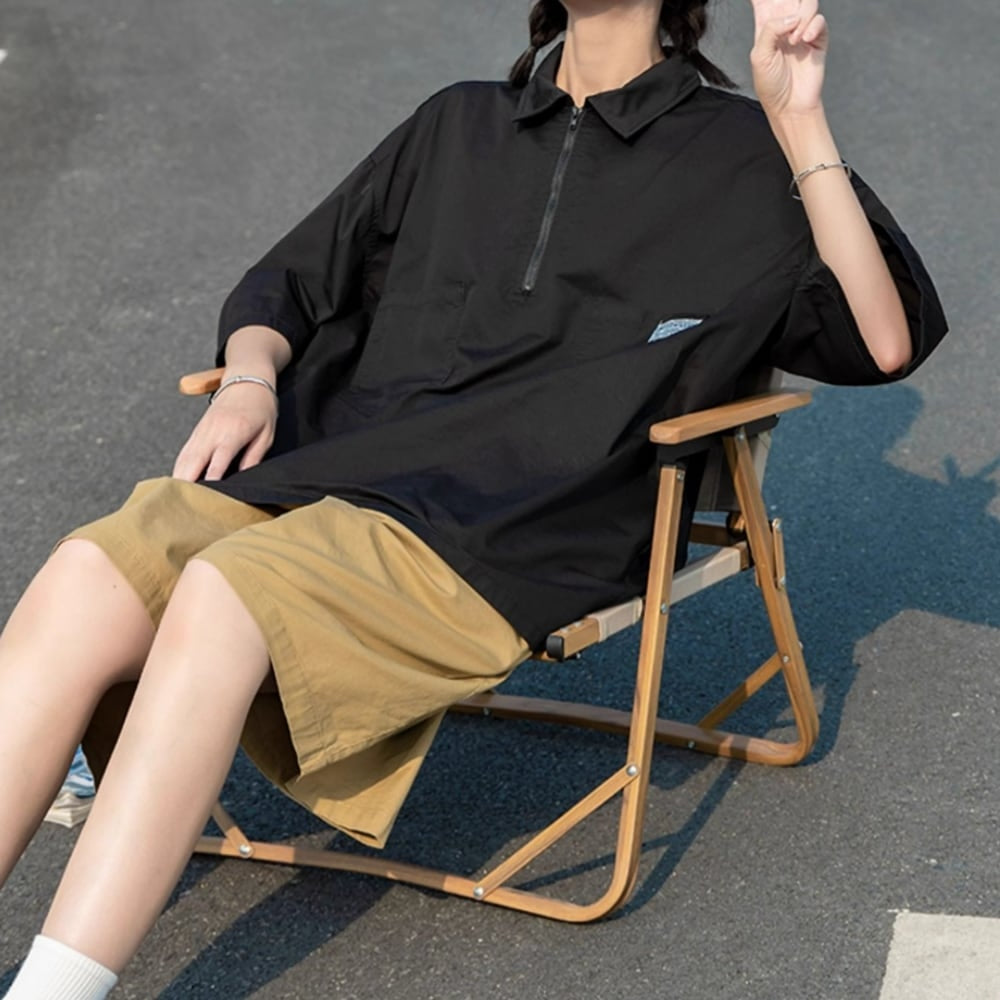 Oversized half zip tops HL2433