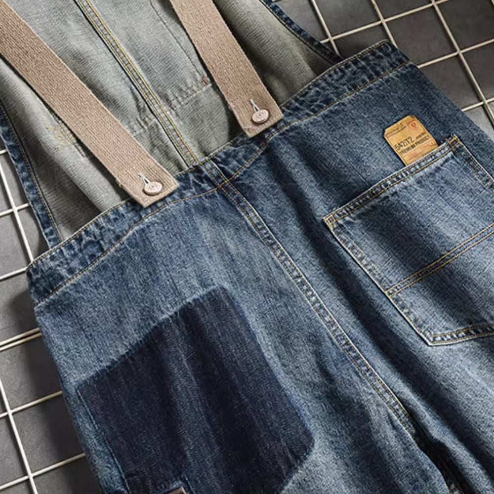 Multi-pocket denim overalls HL2445
