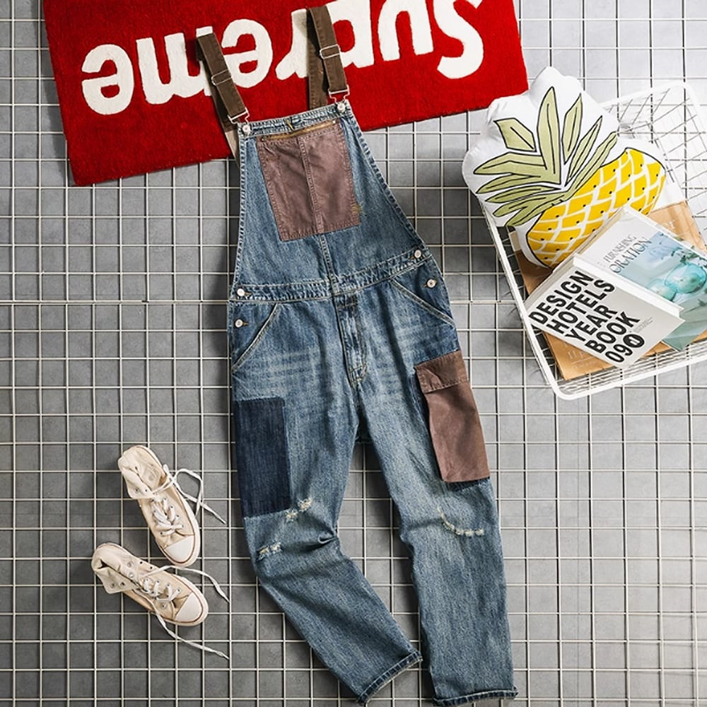 Multi-pocket denim overalls HL2445