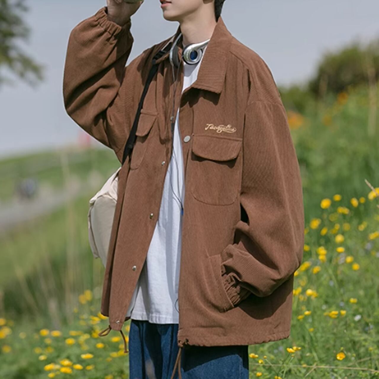 Corduroy loose jacket HL1848