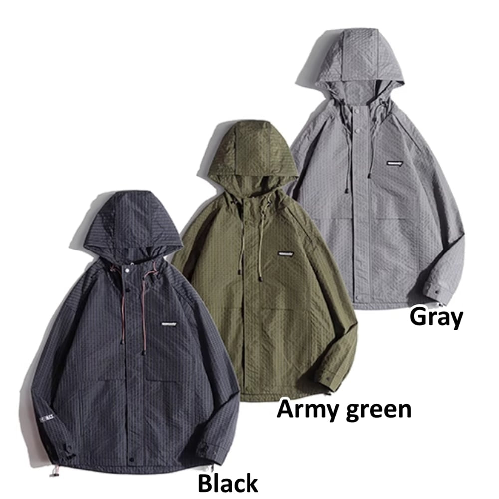 Check pattern hooded jacket HL2386