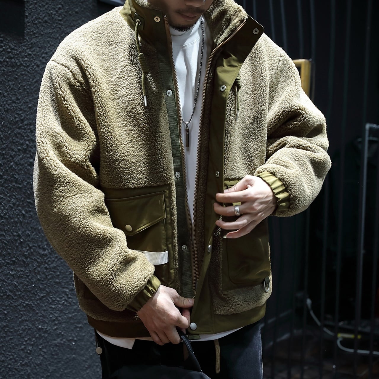 Stand collar boa jacket HL1873