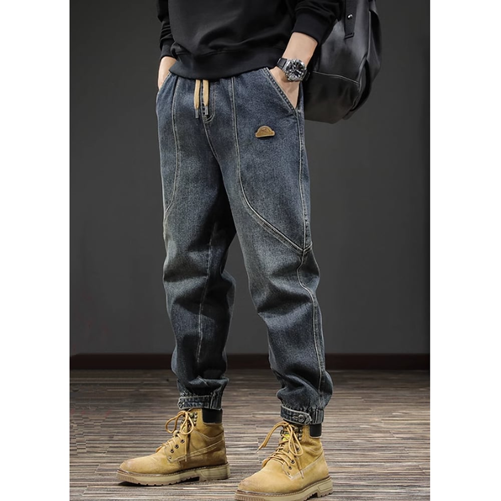 Brushed lining jogger denim pants HL2306