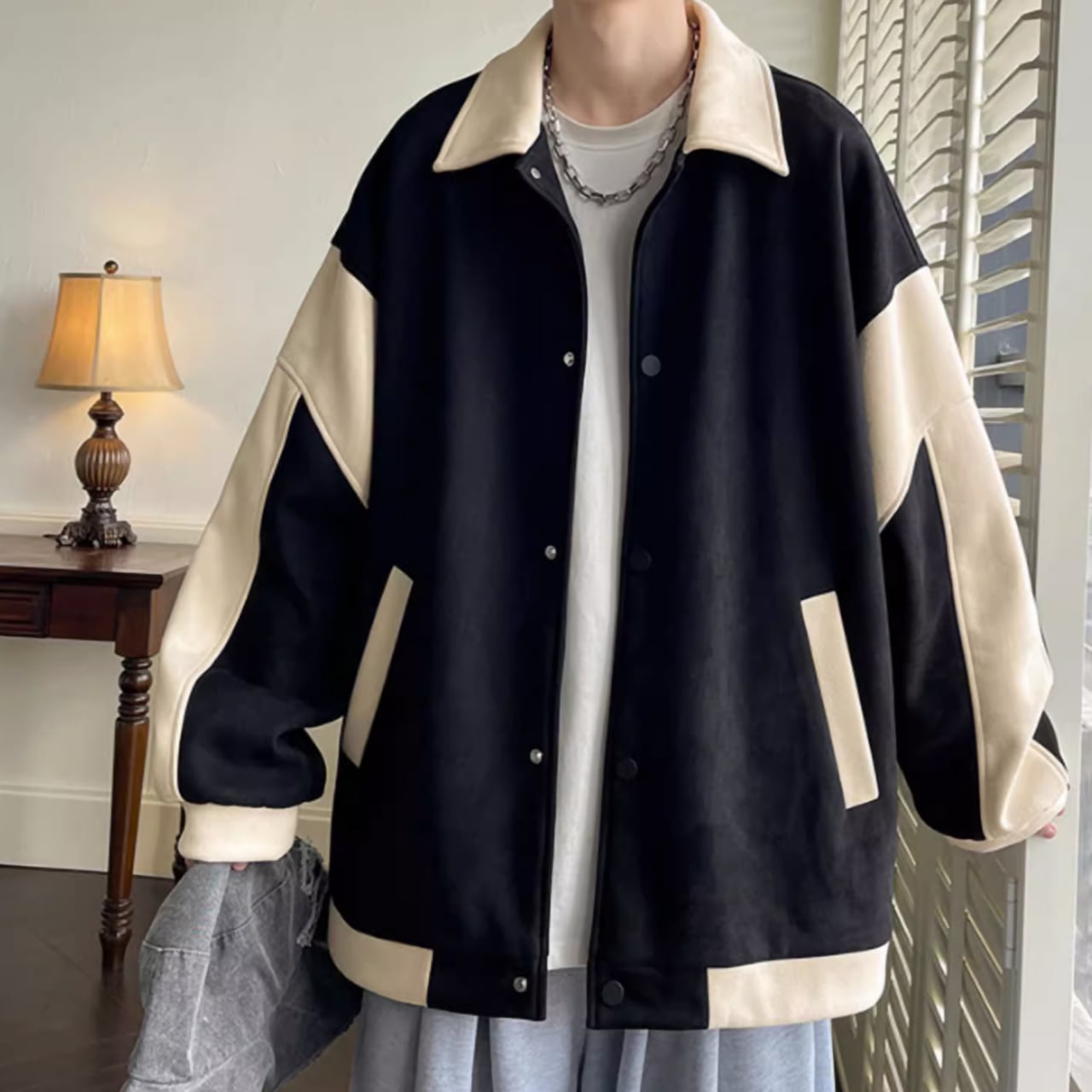 Bicolor suede jacket HL1849