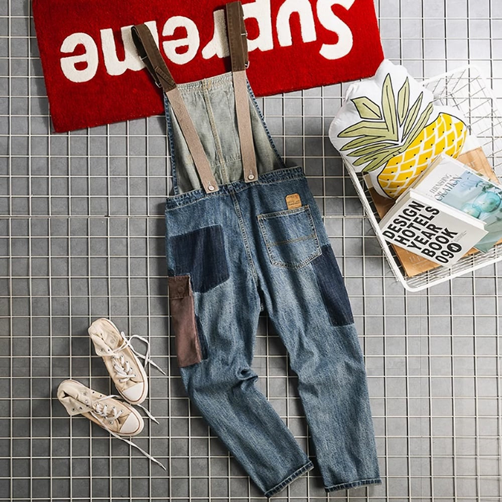 Multi-pocket denim overalls HL2445