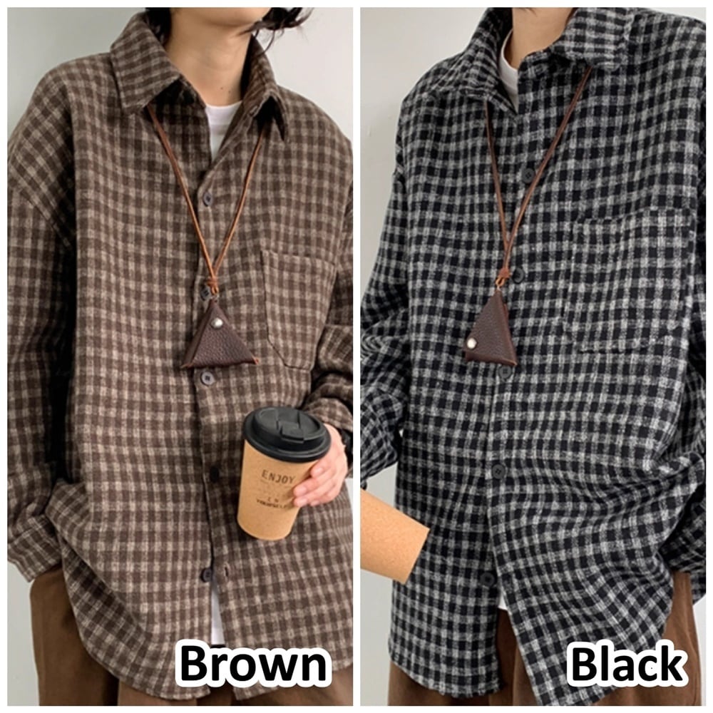 Gingham check flannel shirt HL2304