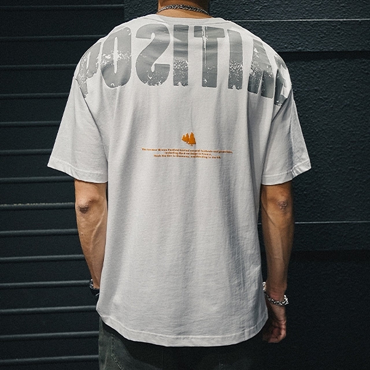 ラウンドネックプリントTシャツ HL1553