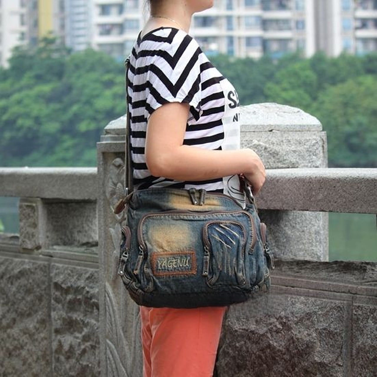 Vintage Denim Shoulder BagHL1591