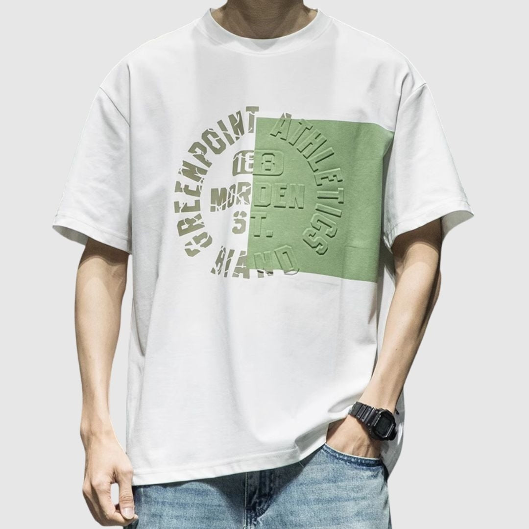 Contrast color embossed T-shirt HL2455