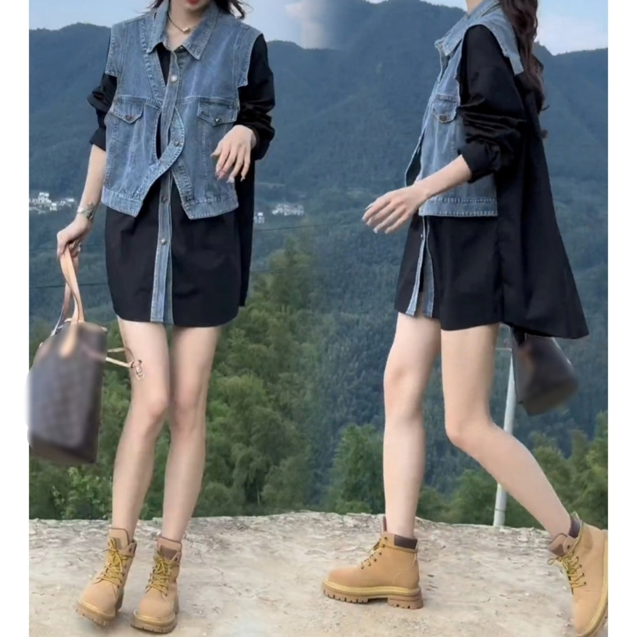 Fake layered shirt D0098