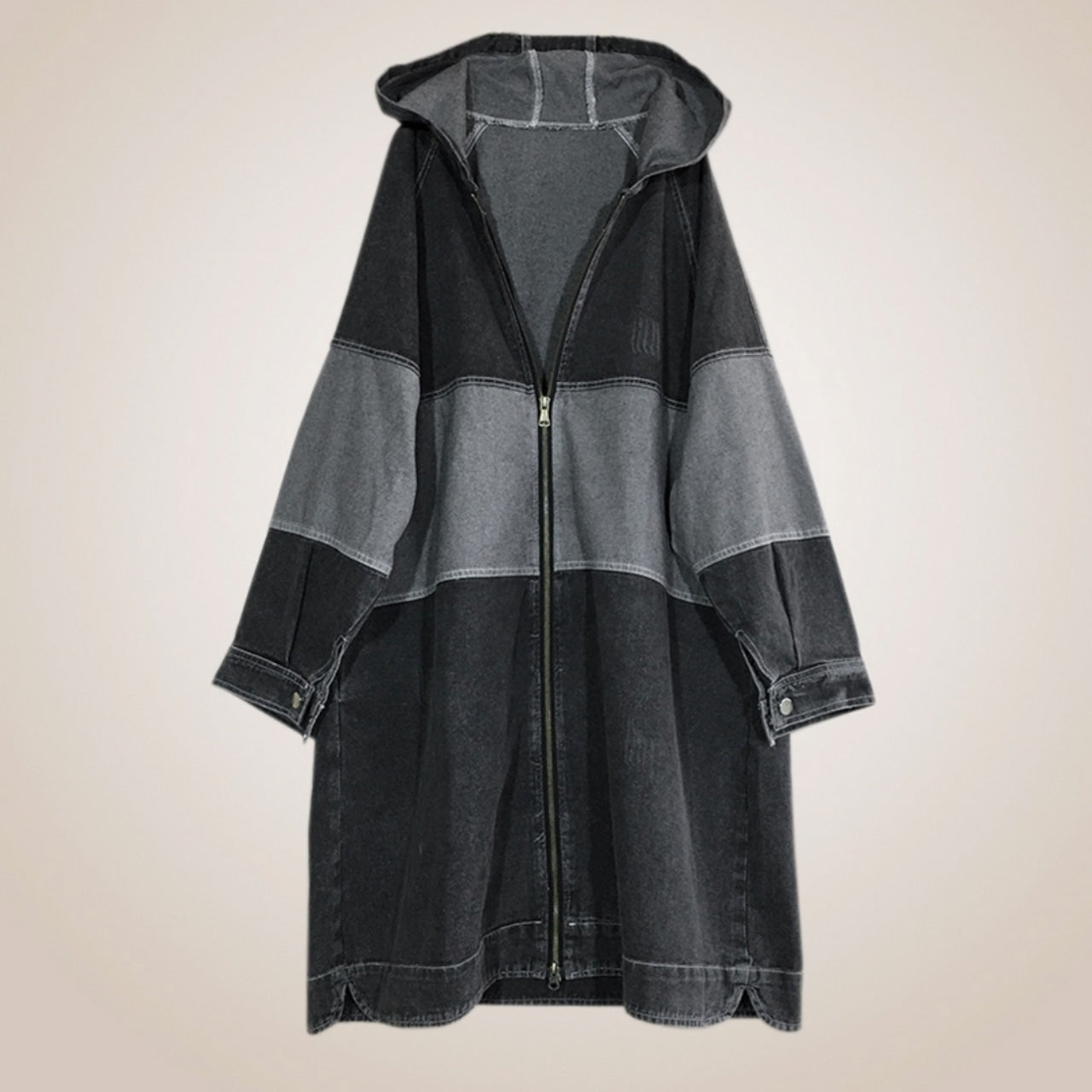 Bicolor hooded denim jacket D0080