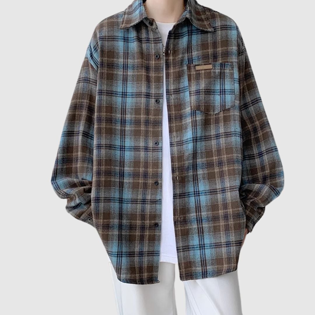 Big size retro check shirt HL2301