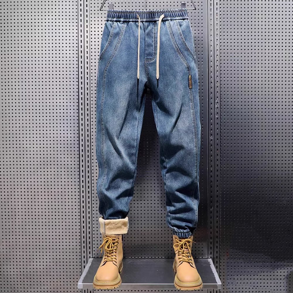 Brushed lining jogger denim pants HL2305