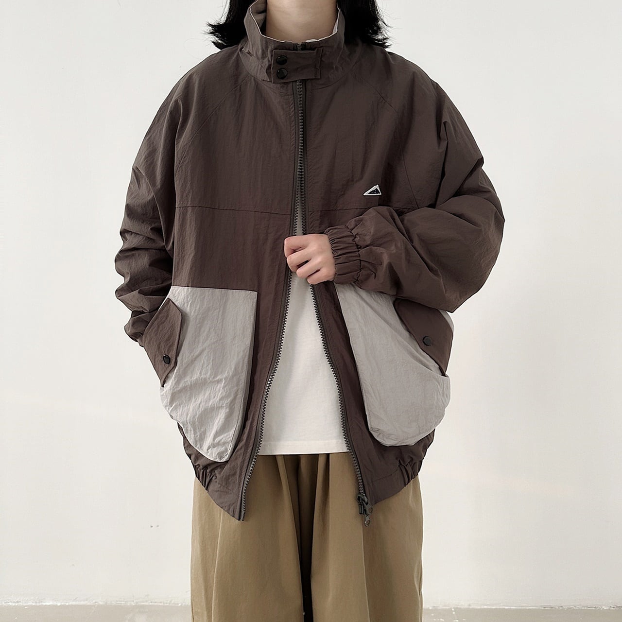 Stand collar zip up blouson HL1614