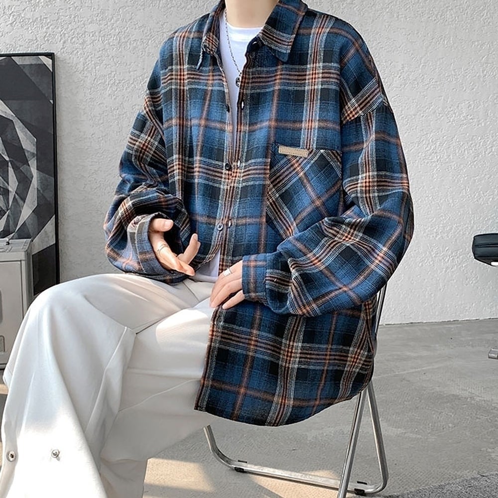 Big size retro check shirt HL2301