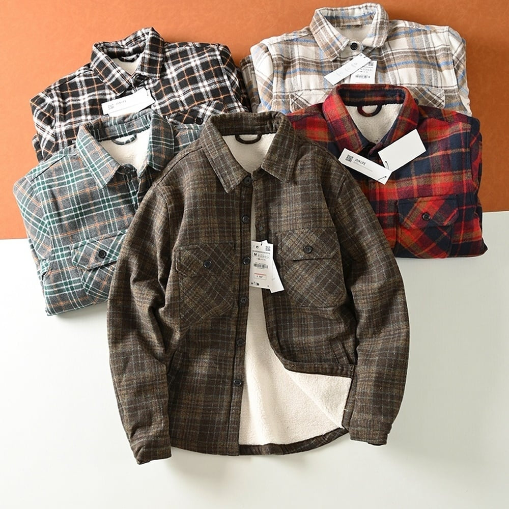 Fleece lining check shirt HL2318