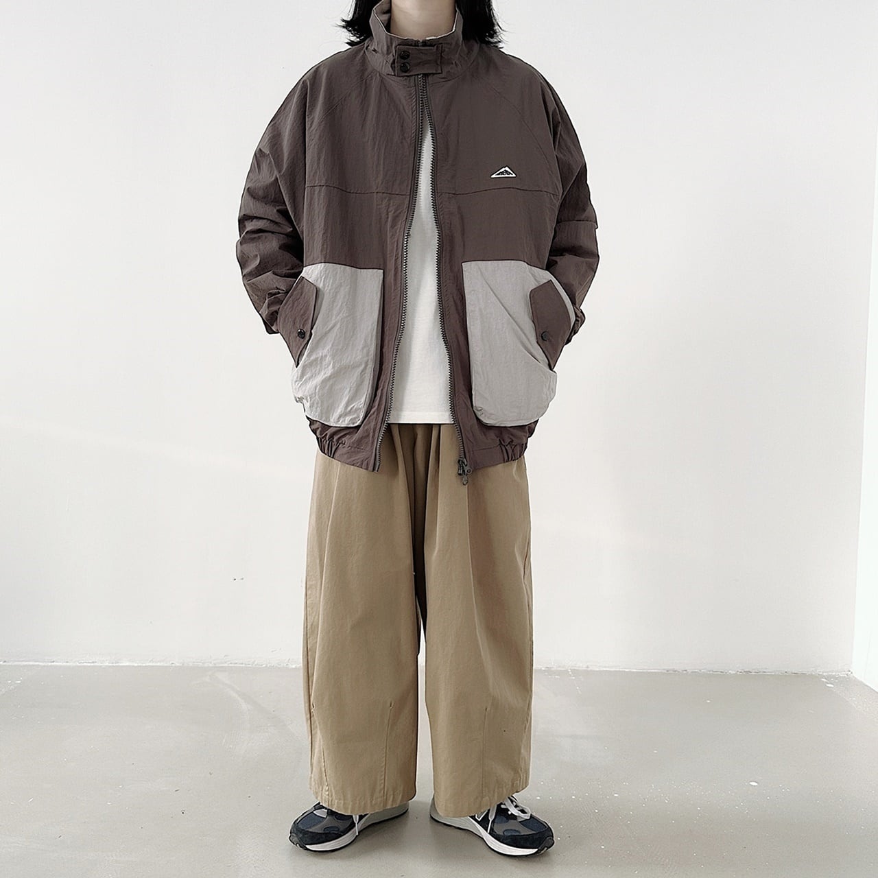 Stand collar zip up blouson HL1614