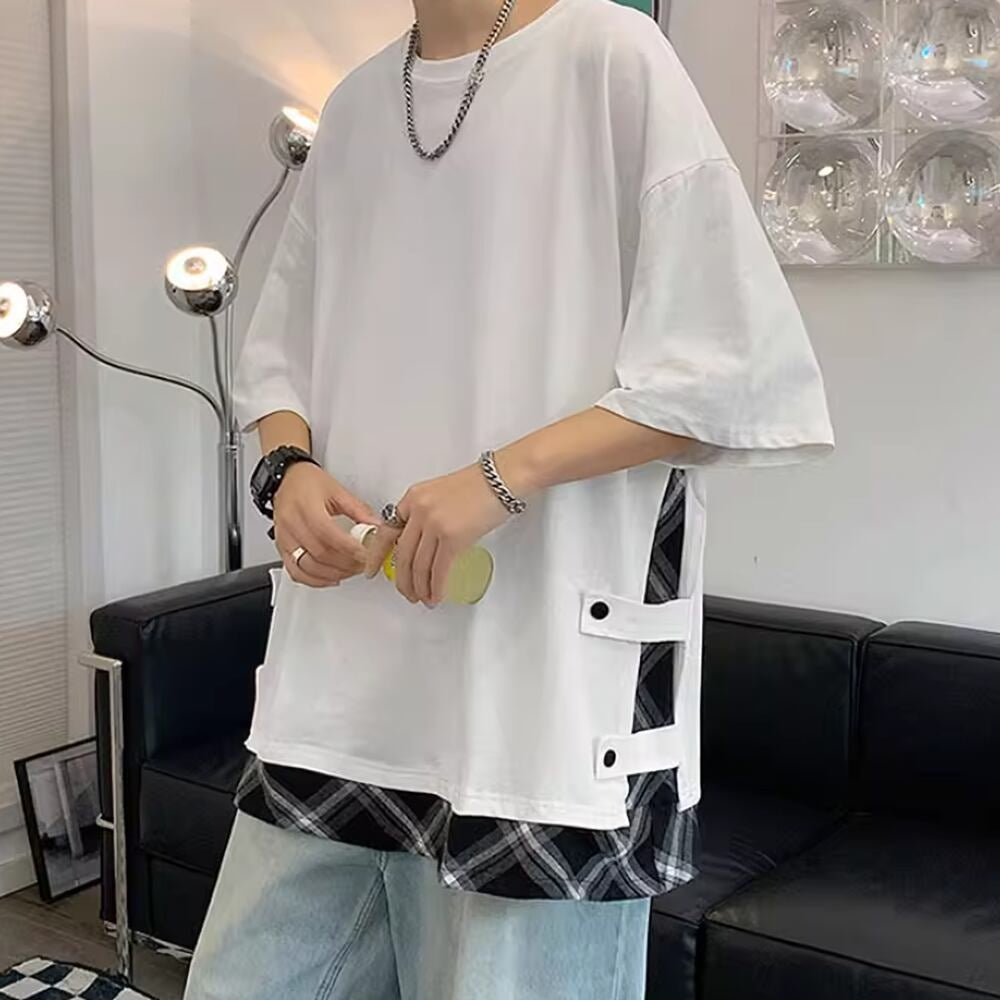 Fake layered short sleeve tops HL2483