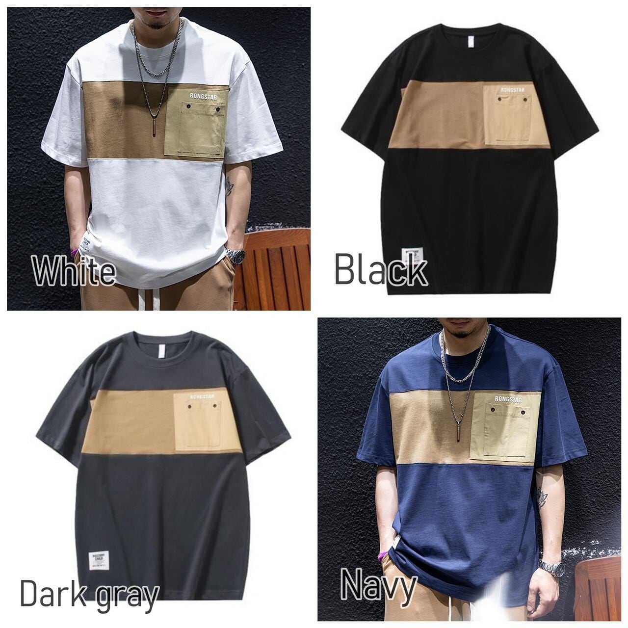 バイカラーラウンドネックTシャツ HL1781