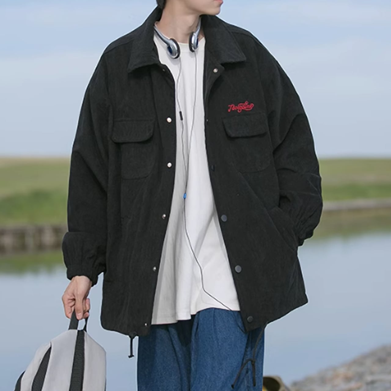 Corduroy loose jacket HL1848