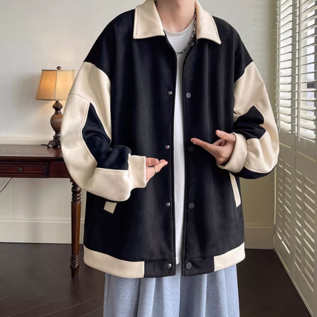 Bicolor suede jacket HL1849