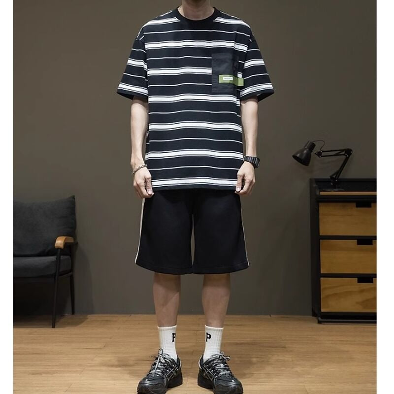Round Neck Striped T-shirt HL2039